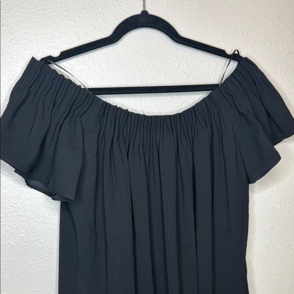 Trina Turk “Exceptional” Black Off-Shoulder Flutter Sleeve Mini Dress - small‎ - Picture 7 of 14